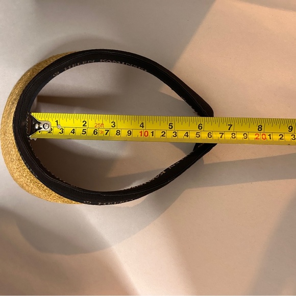 Helen Kaminski Tan Sun Visor straw Hat Brown Black Band 9” Bib gardening - Picture 9 of 11